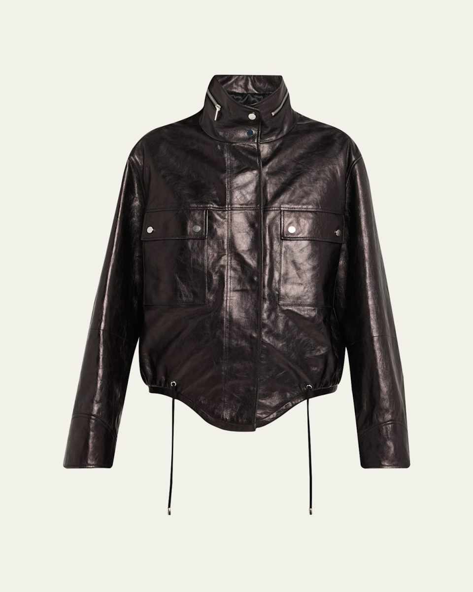 Washed Leather Bomber Jacket